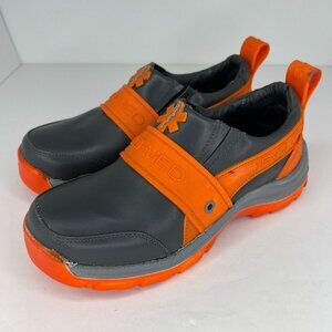 Evo Womens Gray Med Faux Leather Round Toe Low Top Size 5.5 Slip-On Work Shoes